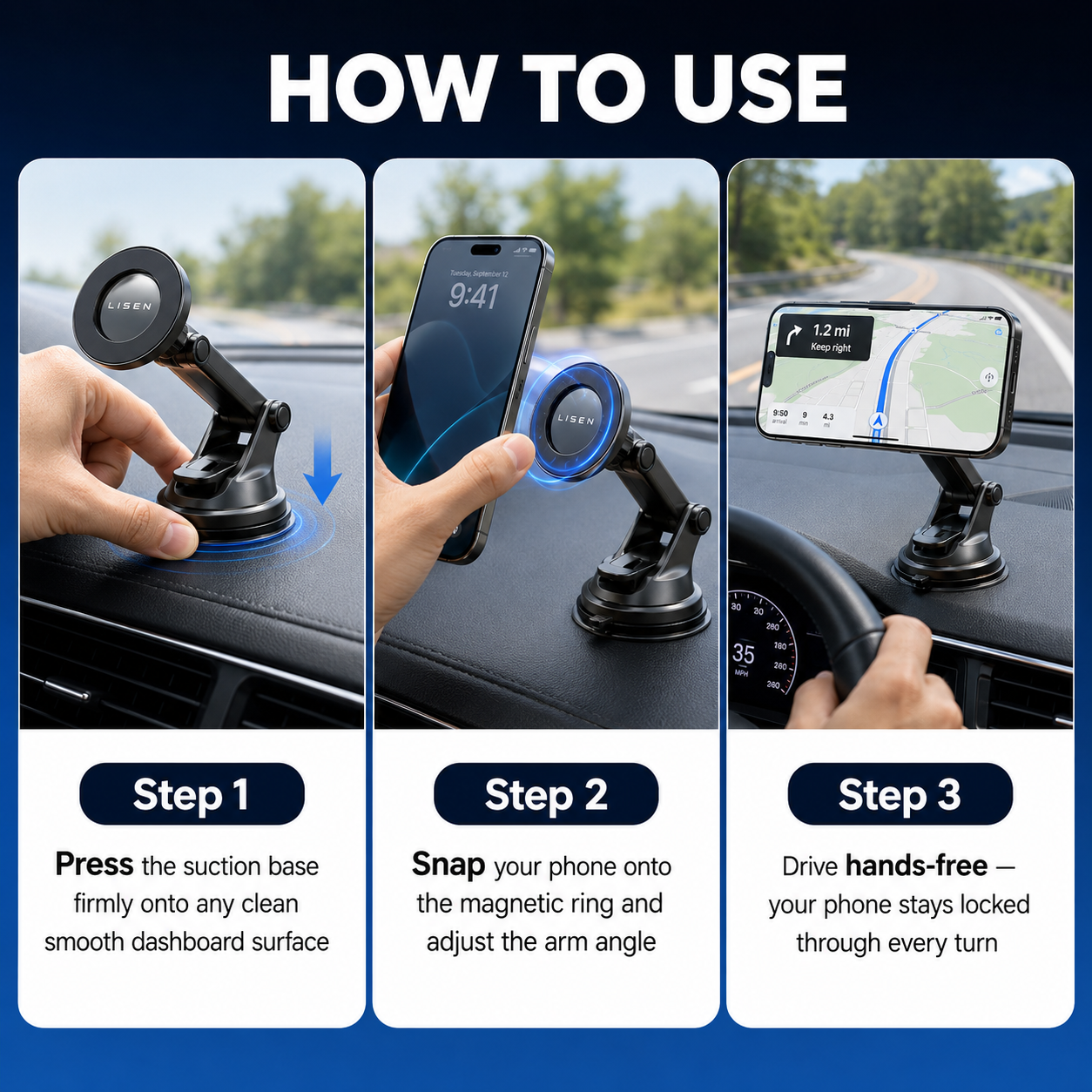 Vacuum Magnetic Car Phone Holder
